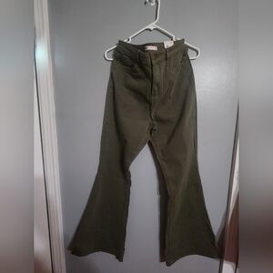 Women's Olive Flare Jeans